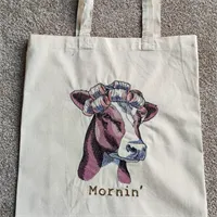 Embroidered Cow Tote Bag 3