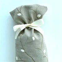 Embroidered Cream Linen Gift Bag Front 2 gallery shot 3