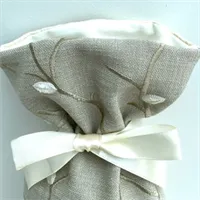 Embroidered Cream Linen Gift Bag Bow and Lining 3