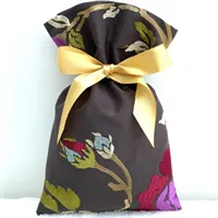 Embroidered Gift Bag Brown With Flowers