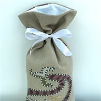 Embroidered Khaki Paisley Gift Bag 2