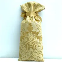 Embroidered Ochre Linen Gift Bag Back 5