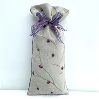 Embroidered Purple Linen Wool Gift Bag Front 1 gallery shot 2