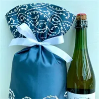 Embroidered Satin Gift Bags Dark Blue 2