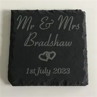 Engraved Slate Wedding Coaster 1