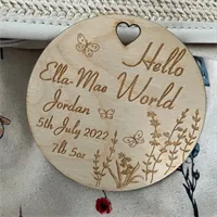 Engraved wooden Baby announcement, Hello 1 gallery shot 14