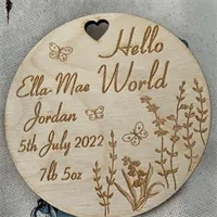 Engraved wooden Baby announcement, Hello 2 gallery shot 11