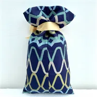 Fabric Gift Bag Blue Patterned Jacquard Back 4 gallery shot 4
