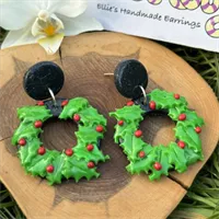 Fabulous Christmas Holly Wreath Earrings 2 gallery shot 2