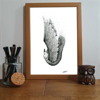 Falling Bird Pointillism Art Print