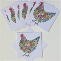 Floral Chicken greetings card  - chicken 2