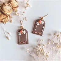 Floral Neutral Arch Dangle Earrings