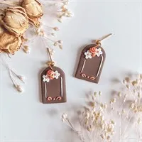 Floral Neutral Arch Dangle Earrings gallery shot 8