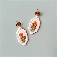 Floral Photo Frame Dainty Earrings