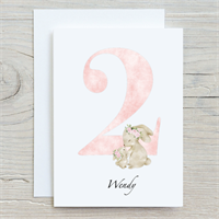 Flower Bunny 2nd Birthday Card
