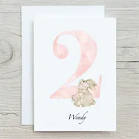 Flower Bunny 2nd Birthday Card