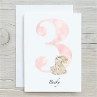 Flower Bunny 3rd Birthday Card