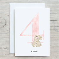 Flower Bunny 4th Birthday Card