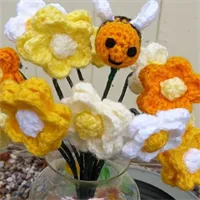 Flowers crochet  daisy style bouquet set 4
