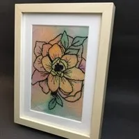 Framed peony watercolour embroidery gallery shot 8