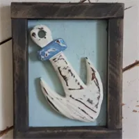 Framed Handmade wooden anchor 3