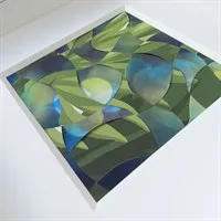 Framed woven paper art 'Spring Green' detail