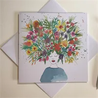 Flowers in her hair Greetings Card