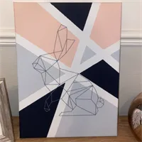 Geometric Rabbit Hand Embroidered Canvas