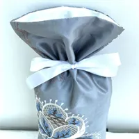 Gift Bag Embroidered Blue-grey Silk 2 gallery shot 14