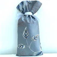 Gift Bag Embroidered Blue-grey Silk 5