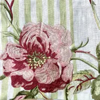 Gift Bag Embroidered Rose Striped Linen 1