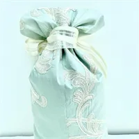 Gift Bag Embroidered Turquoise Silk Back 3