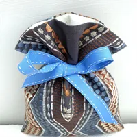 Gift Bag Linen with Patterned Embroidery Charcoal Ribbon and Lining 5 gallery shot 13