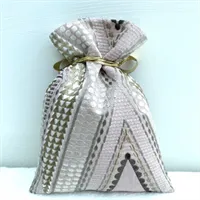 Gift Bag Linen with Patterned Embroidery Pink Back 9 gallery shot 9