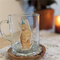 Glass Cat Mug/ Cup/ Kitten/ Novelty.