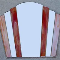 Art Deco fan mirror with orange stained glass
