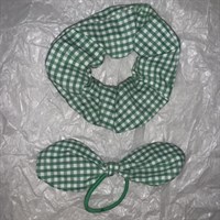 Green Gingham School Scrunchy and Bow