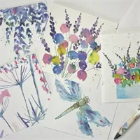 Blue Greetings Cards Pack Handmade Art