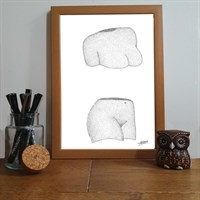 Half Woman Body Nude Stippling Art Print