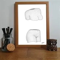 Half Woman Body Nude Stippling Art Print