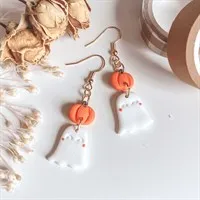 Halloween Ghost And Pumpkin Earrings