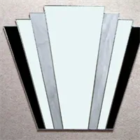 Art Deco fan mirror in black and grey stained glass