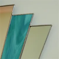Hand crafted vintage style teal stained glass mirror