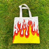 Hand Painted Flame 100% Cotton Tote Bag