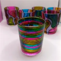 Hand Painted Glass Votive Candle Holder 4