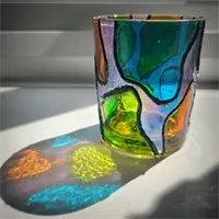 Hand Painted Glass Votive Candle Holders 5