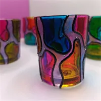 Hand Painted Glass Votive Candle Holders 8