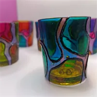 Hand Painted Glass Votive Candle Holders 9