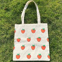 Hand Painted Peachy Cotton Tote Bag