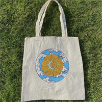 Hand Painted Sun & Moon Cotton Tote Bag